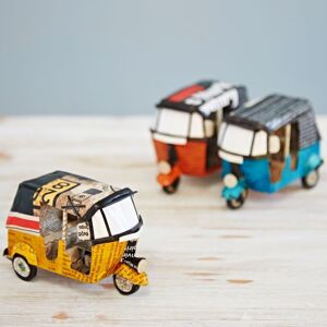 Paper high Recycled Newspaper Tuk Tuk - Yellow