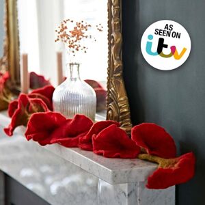 Paper high Felt Flower Garland - Red