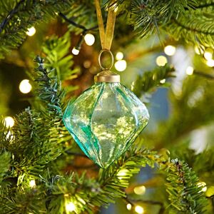 Paper high Coloured Recycled Glass Diamond Baubles - Aqua