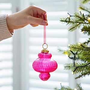 Paper high Anoli Coloured Recycled Glass Lantern Baubles - Cerise