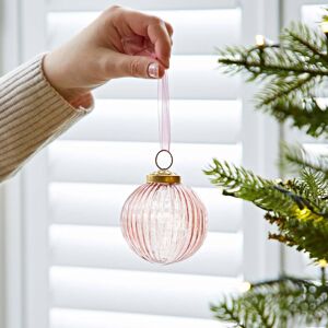 Paper high Ira Coloured Recycled Glass Ribbed Baubles - Pink