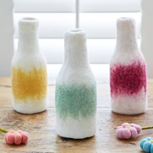 Paper high Felt Handmade Colourful Vase Covers - Green