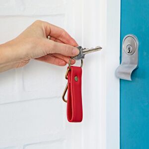 Paper high Recycled Leather Keyring with Hook - Red