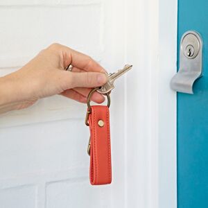 Paper high Recycled Leather Keyring with Hook - Coral