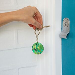 Paper high Recycled Plastic Round Keyring - Green