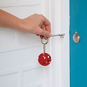Paper high Recycled Plastic Round Keyring - Red