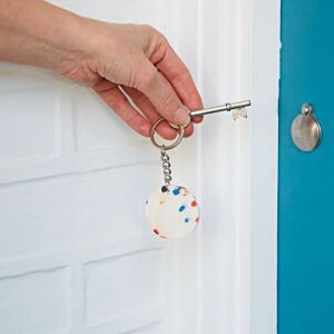 Paper high Recycled Plastic Round Keyring - White