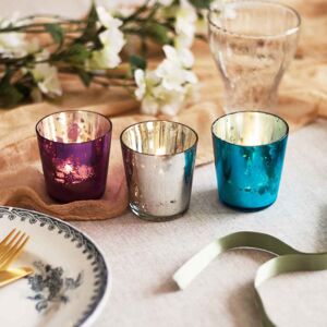 Paper high Set of 3 Jewel Tone Antique Effect Tea Light Holders