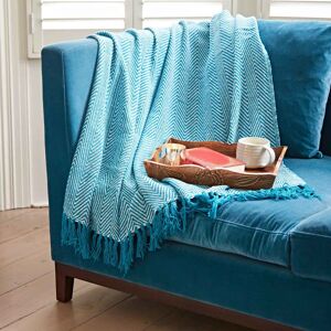 Paper high Chevron Recycled Cotton Throw - Turquoise