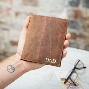 Paper high Personalised Buffalo Leather Passport Holder - Brown