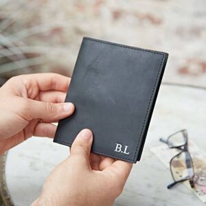 Paper high Personalised Buffalo Leather Passport Holder - Black