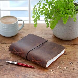 Paper high Personalised Buffalo Leather Journal with Elastic Tie - Brown