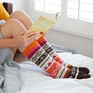 Paper high Woollen Fairisle Socks - S/M - Natural/Peach/Pink