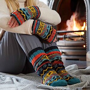 Paper high Woollen Fairisle Handwarmer Gloves & Socks Set - M/L - Blue/Yellow/Orange