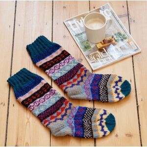 Paper high Woollen Fairisle Socks - M/L - Blue/Red/Yellow