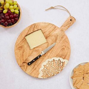 Paper high Large Round Floral Mango Wood Chopping Board