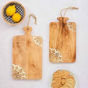 Paper high Rectangular Floral Mango Wood Chopping Boards - M