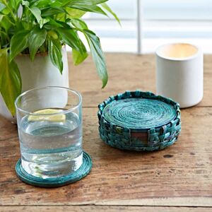 Paper high Set of 6 Recycled Newspaper Coasters - Teal