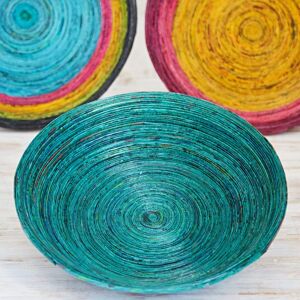 Paper high Round Recycled Newspaper Bowl - XL - Teal