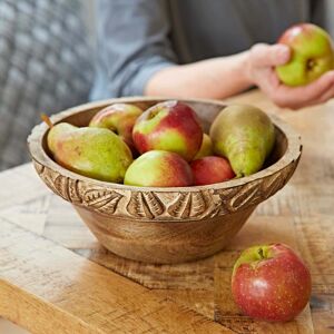 Paper high Leaf Design Natural Mango Wood Bowl