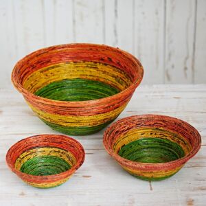 Paper high Round Recycled Newspaper Bowl - S - Orange/Yellow/Green