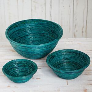 Paper high Round Recycled Newspaper Bowl - L - Teal