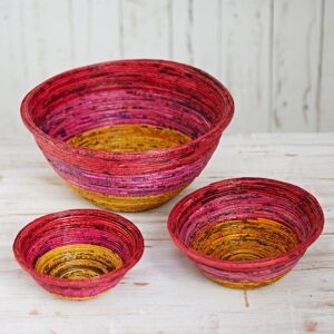 Paper high Round Recycled Newspaper Bowl - S - Red/Pink/Yellow