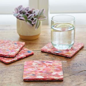 Paper high Set of 4 Recycled Plastic Square Coasters - Multicoloured