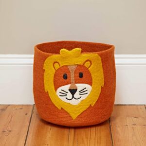 Paper high Felt Handmade Kids Lion Rug and Storage Basket - Basket