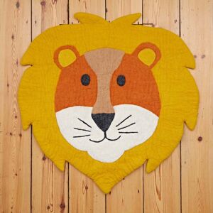 Paper high Felt Handmade Kids Lion Rug and Storage Basket - Rug