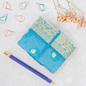 Paper high Mini Sari Fabric Notebook - Blue