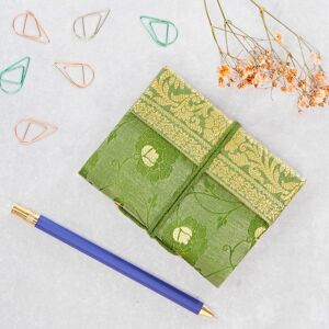 Paper high Mini Sari Fabric Notebook - Green