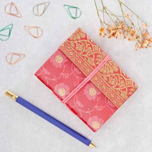 Paper high Mini Sari Fabric Notebook - Pink