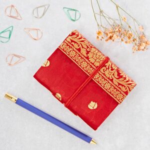 Paper high Mini Sari Fabric Notebook - Red
