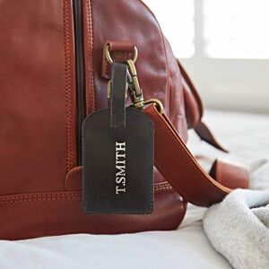 Paper high Personalised Leather Luggage Tag - Black