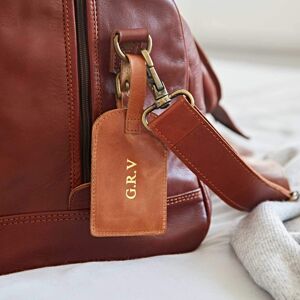 Paper high Personalised Leather Luggage Tag - Brown