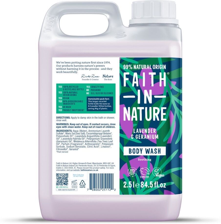 Faith in Nature Lavender & Geranium Body Wash - 2.5 Litre