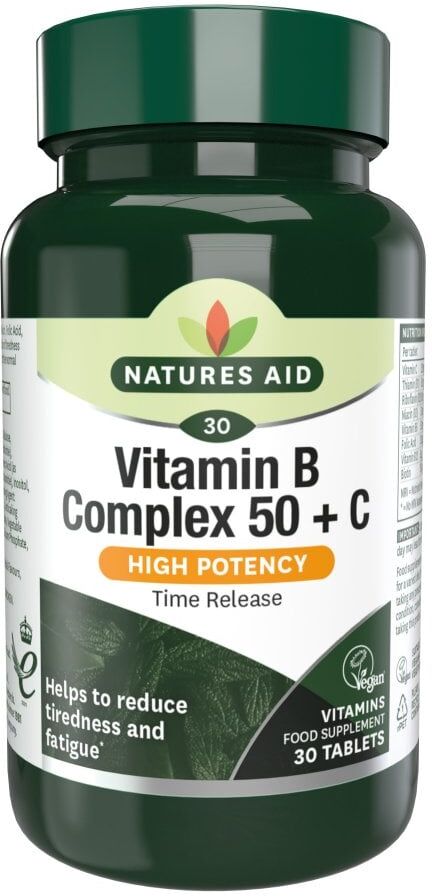 Natures Aid High Potency Vitamin B Complex + Vitamin C - 30 Tablets