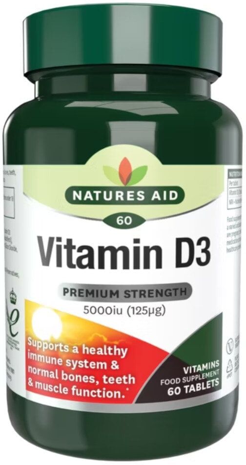 Natures Aid Premium Strength Vitamin D3 5000 IU - 60 Tablets