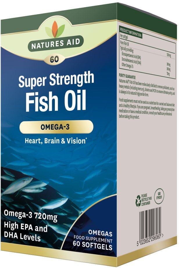 Natures Aid Super Strength Fish Oil - Omega-3 - 60 Softgels