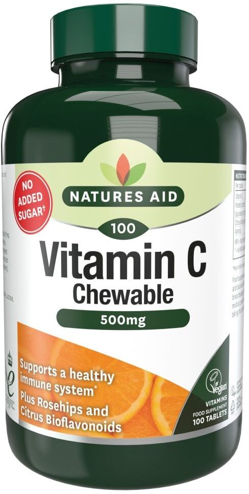 Natures Aid Vitamin C with Rosehips - 100 x 500mg Chewable Tablets
