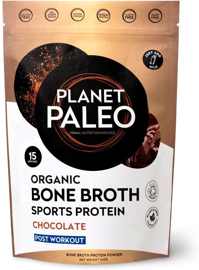Planet Paleo Organic Chocolate Bone Broth Sports Protein - 240g Powder
