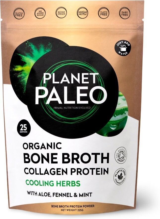 Planet Paleo Organic Cooling Herbs Bone Broth Collagen Protein - 225g