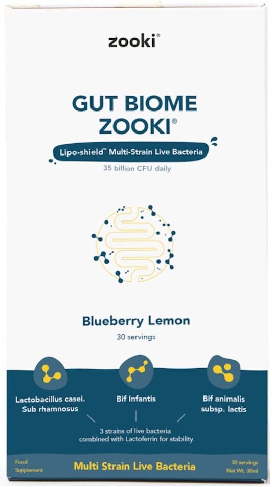 Zooki Gut Biome Lipo-shield Multi-Strain Live Bacteria - 30 Servings