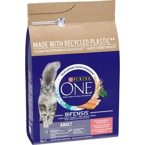 PURINA ONE Adult Salmon & Whole Grains Dry Cat Food - Economy Pack: 2 x 3kg