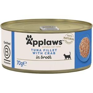 Applaws Adult Cat Cans Tuna/Fish in Broth 70g - Tuna Fillet with Crab (6 x 70g)