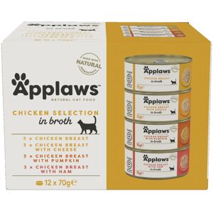 Applaws Adult Mixed Pack Cat Cans in Broth 48 x 70g - Chicken Collection in Broth