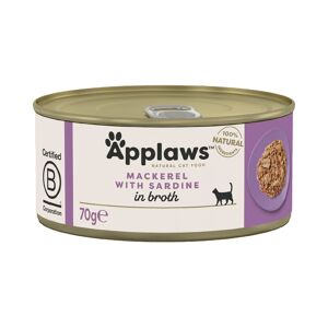 Applaws Adult Cat Cans Tuna/Fish in Broth 70g - Mackerel with Sardines (24 x 70g)