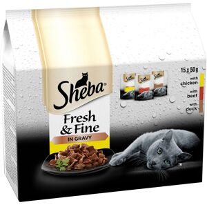 Sheba Fresh & Fine in Gravy Mini Pouches 45 x 50g - Meat Collection in Gravy