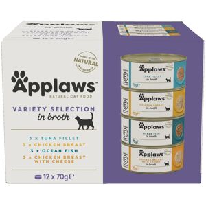 Applaws Adult Mixed Pack Cat Cans in Broth 48 x 70g - Mixed Selection in Broth